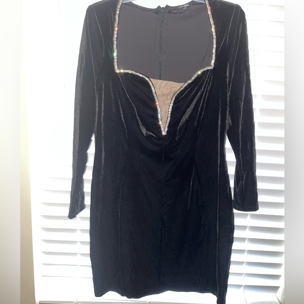 Midnight Wish Velvet Mini Dress - Black